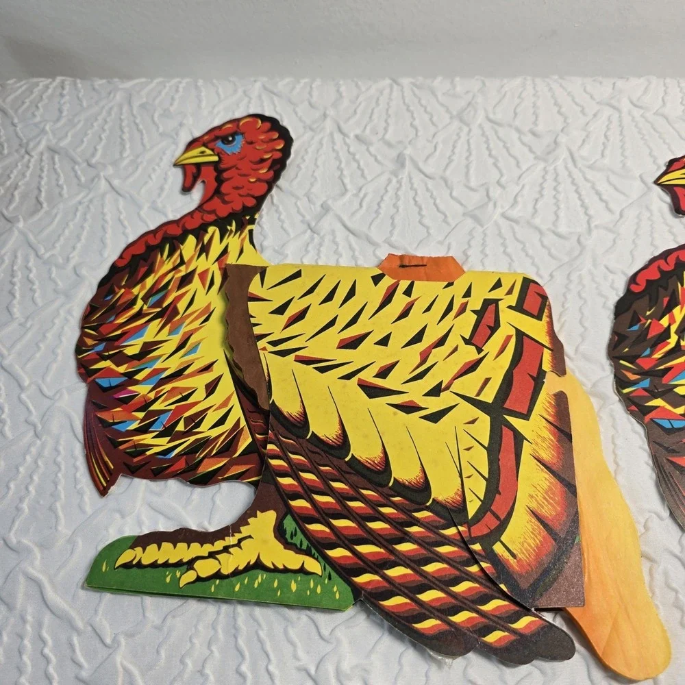 Vintage Beistle Turkey Honeycomb Thanksgiving Fall Harvest Decoration Multicolor